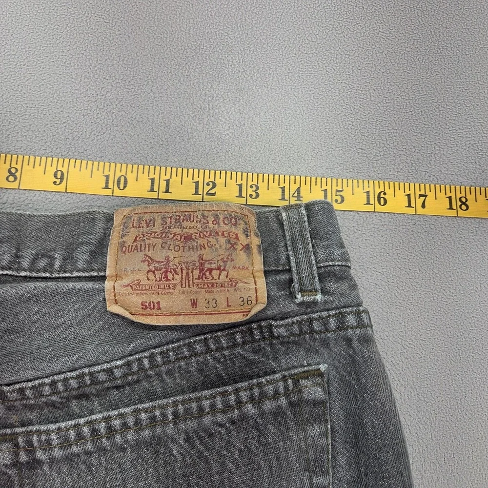 Vintage 90s Levis 501 Jeans Mens Gray Straight Altered Made USA‎ Fits 30x30